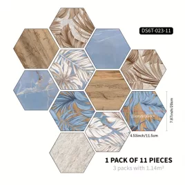 11 buc. autocolante colorate pentru podea, hexagonale
