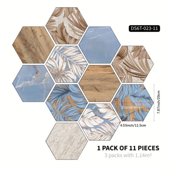 11 buc. autocolante colorate pentru podea, hexagonale