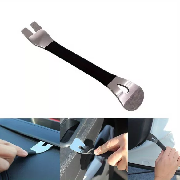 Pârghie din oțel inoxidabil pentru îndepărtarea ornamentelor auto, cu mâner antiderapant