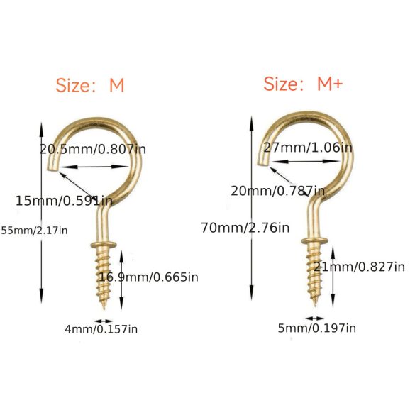 10 Cârlige Metalice Rezistente cu Șuruburi Autofileteante