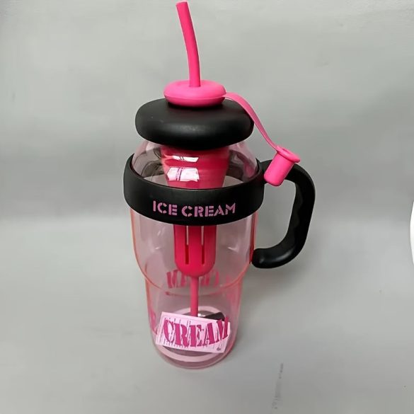 Sticlă sport din plastic de 1200 ml cu capacitate mare, cu mâner și pai