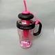 Sticlă sport din plastic de 1200 ml cu capacitate mare, cu mâner și pai