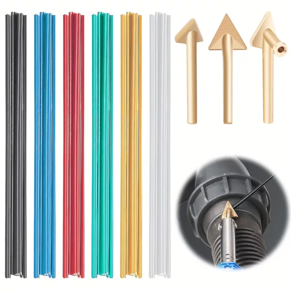 Set profesional de sudură din plastic cu 60 de tije și 3 duze, pentru metal și plastic