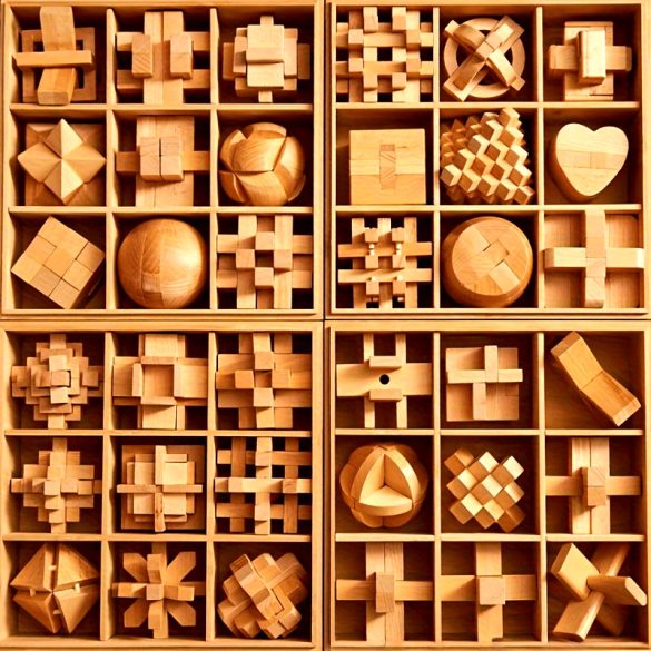 Joc Educativ din Lemn cu Nouă Legături în Cutie Cadou