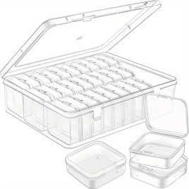   Set de 30 cutii de depozitare din plastic transparent cu organizator mare