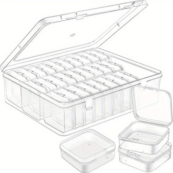 Set de 30 cutii de depozitare din plastic transparent cu organizator mare