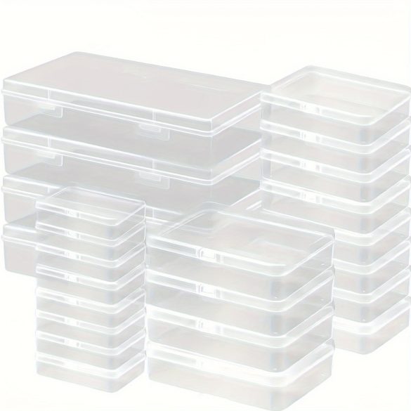 12 cutii de depozitare din plastic transparent