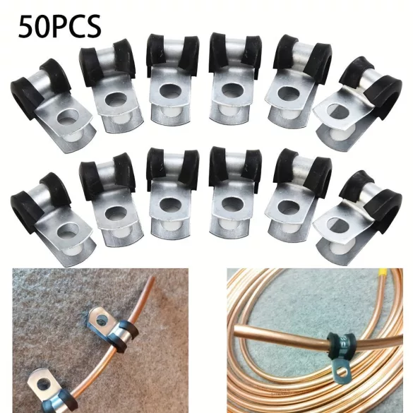 50 cleme de furtun de frână din oțel inoxidabil cu garnitură de cauciuc