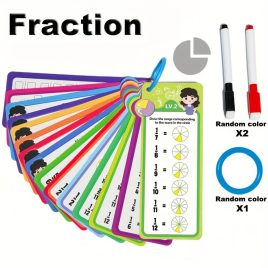   Set de Carduri Matematice - Adunare, Scădere, Înmulțire, Împărțire și Fracții, Instrument de Învățare Autoverificabil