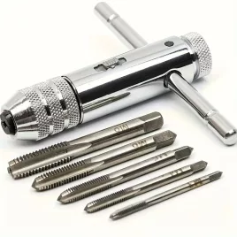   Set de 5 piese pentru robinete și filetare - oțel de înaltă calitate, filete de precizie pentru prelucrarea metalelor și întreținerea mașinilor