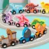 Set de Tren Dinozaur din Lemn Interactiv pentru Copii