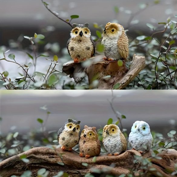 Set decorațiuni bufniță din rășină în miniatură