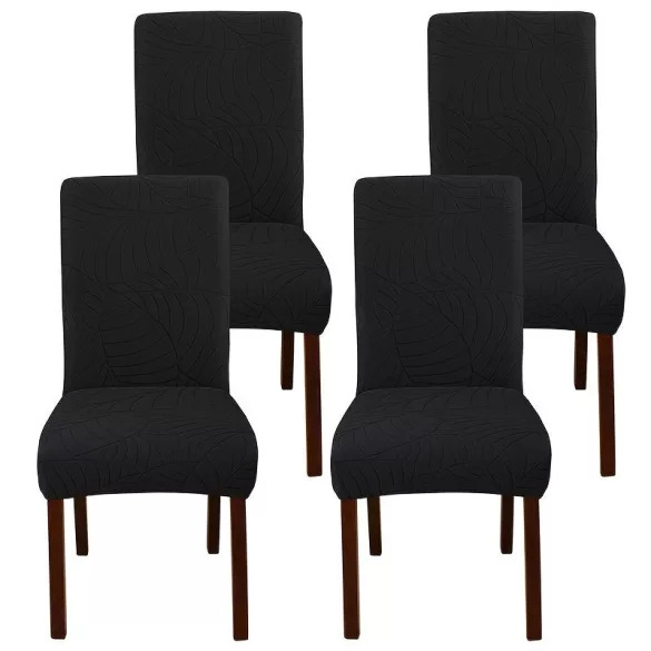 4 huse de scaun de sufragerie cu model de frunze