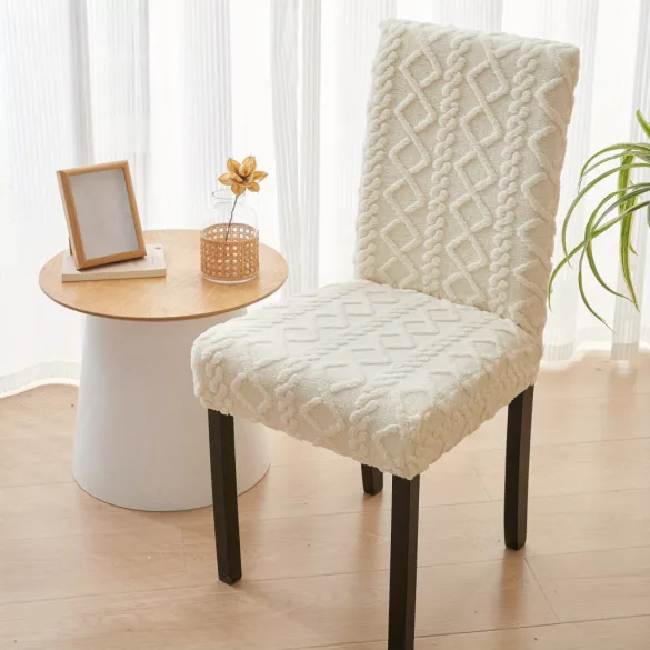 Husă elastică pentru scaun de dining cu model geometric din polar întărit