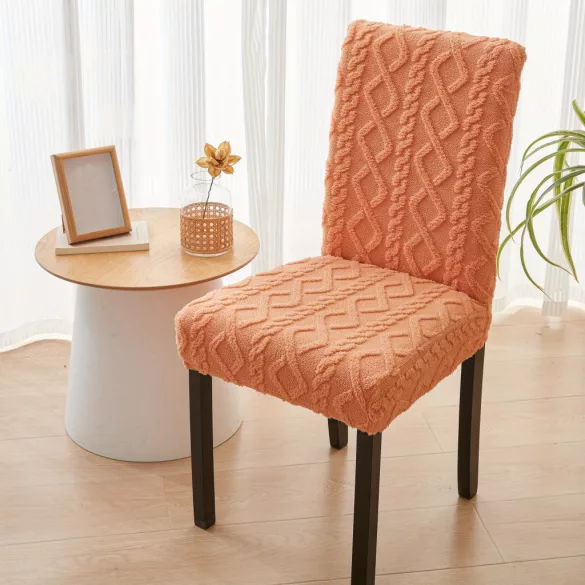 Husă elastică pentru scaun de dining cu model geometric din polar întărit