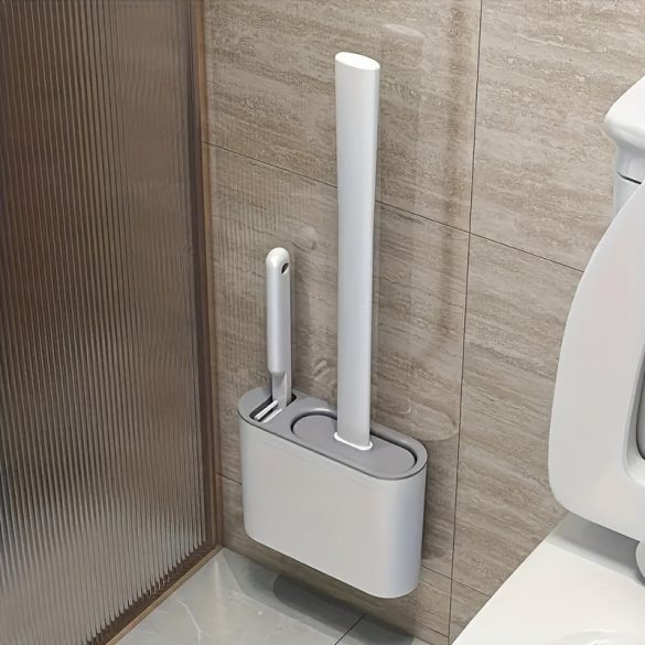 Set perie WC din silicon montabil pe perete cu suport