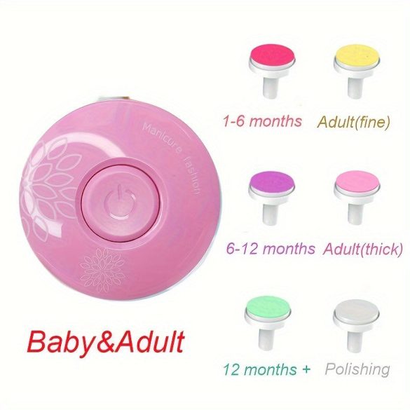 Cutter electric pentru unghii, cu 6 capete de șlefuire interschimbabile
