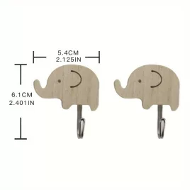 2 cârlige autoadezive din lemn cu model de animale