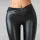 Leggings cu Talie Înaltă din Imitatie de Piele cu Căptușeală de Pluș