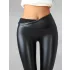 Leggings cu Talie Înaltă din Imitatie de Piele cu Căptușeală de Pluș
