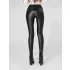 Leggings cu Talie Înaltă din Imitatie de Piele cu Căptușeală de Pluș