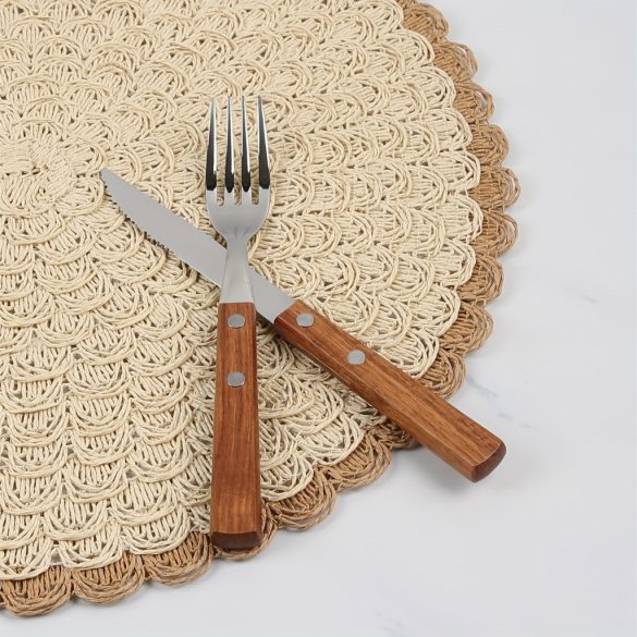 Set de 4 Suporturi Rotunde din Pânză Împletită Boho Chic