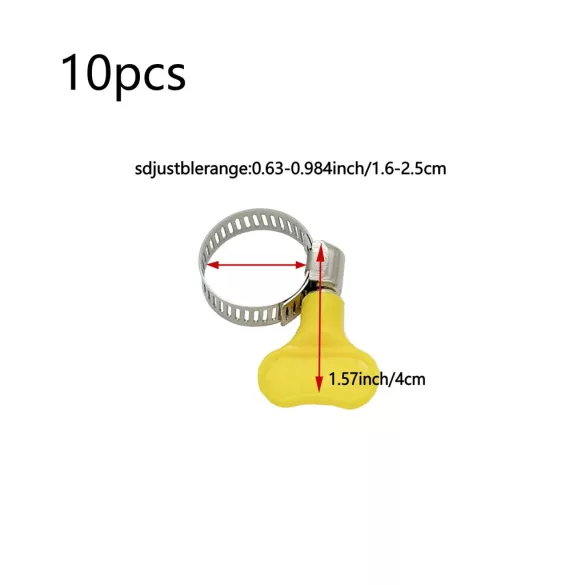 Set de 10 Coliere Reglabile din Plastic Galben cu Mâner