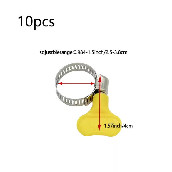 Set de 10 Coliere Reglabile din Plastic Galben cu Mâner