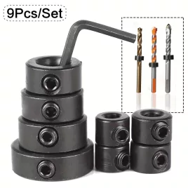   Set de 9 burghie de precizie pentru lemn cu reglare a adâncimii
