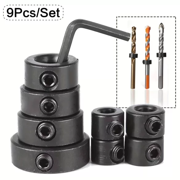 Set de 9 burghie de precizie pentru lemn cu reglare a adâncimii