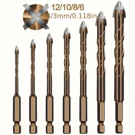 Set de 7 burghie ceramice cu coadă hexagonală