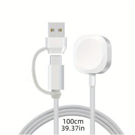   Cablu de Încărcare Magnetic cu Dublu Port USB și TYPE-C PD pentru Seria Apple Watch