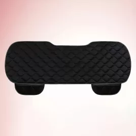   Husă de pluș negru de lux pentru bancheta din spate cu cusătură model diamant