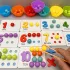 Joc educativ din lemn pentru copii cu numărătoare și asociere de culori
