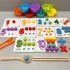 Joc educativ din lemn pentru copii cu numărătoare și asociere de culori