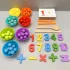 Joc educativ din lemn pentru copii cu numărătoare și asociere de culori