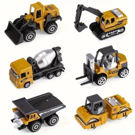 Set de jucării cu 6 vehicule de construcții turnate