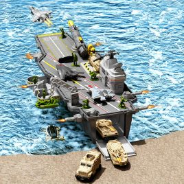   Portavion de jucărie pentru copii cu figurine militare de acțiune