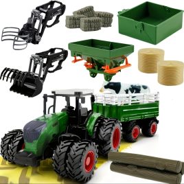   Set de joacă tractor de fermă cu remorcă, la scară 1/24, 41,91 cm