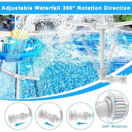   2 în 1 Fântână de Piscină Reglabilă cu Rotire 360° și Înclinare 350°