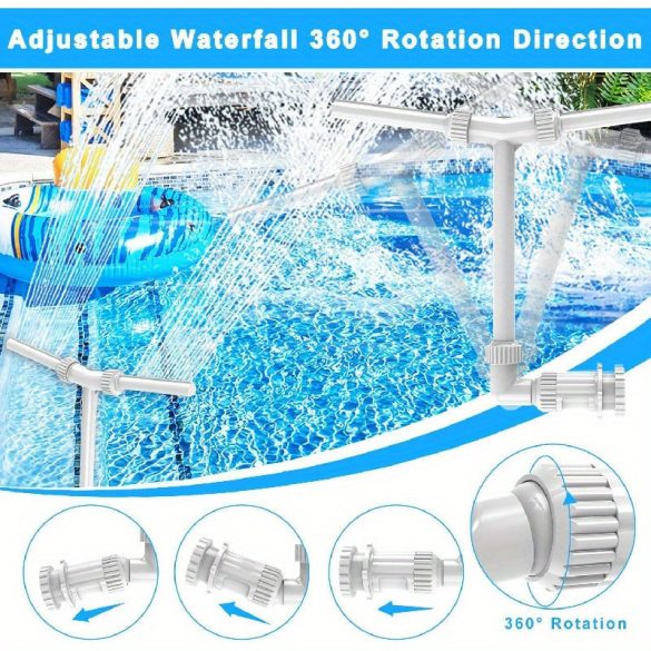 2 în 1 Fântână de Piscină Reglabilă cu Rotire 360° și Înclinare 350°