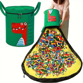   Geantă mare verde din fetru cu covoraș de joacă detașabil