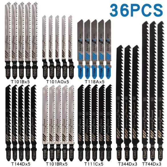 36 lame de ferăstrău din oțel cu conținut ridicat de carbon, potrivite pentru tăierea lemnului, plasticului și metalului.