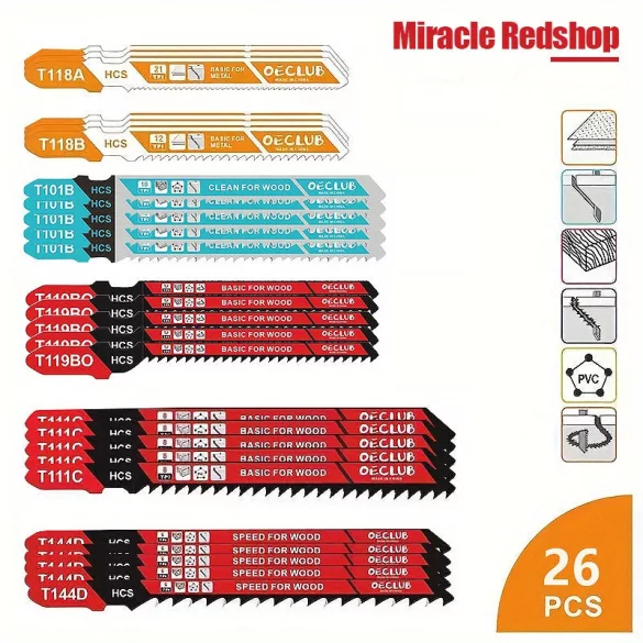 Set de 26 Pânze de Fierăstrău cu Cutie de Depozitare