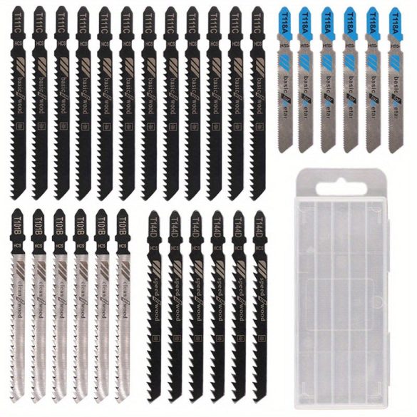 30 de lame de ferăstrău diferite - oțel cu conținut ridicat de carbon, mâner negru și albastru