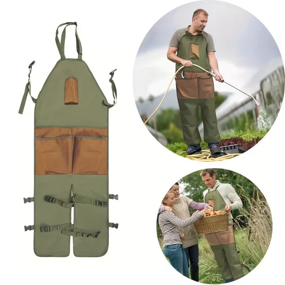 Șorț din material textil cu mai multe buzunare și protecție pentru picioare