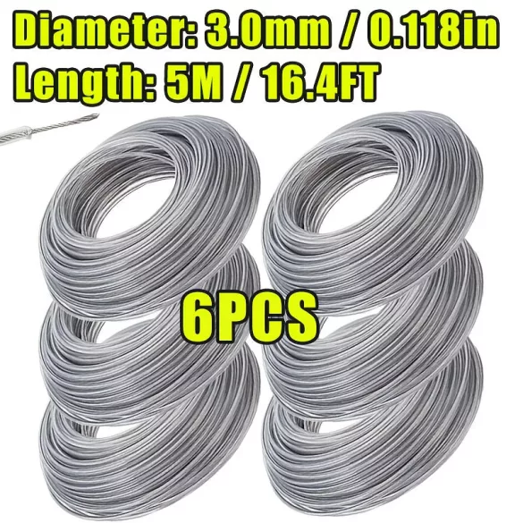 6 bucăți fir trimmer nylon cu sârmă de oțel
