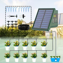   Sistem de irigare prin picurare solar de 1,1W și sistem automat de irigare pentru grădină