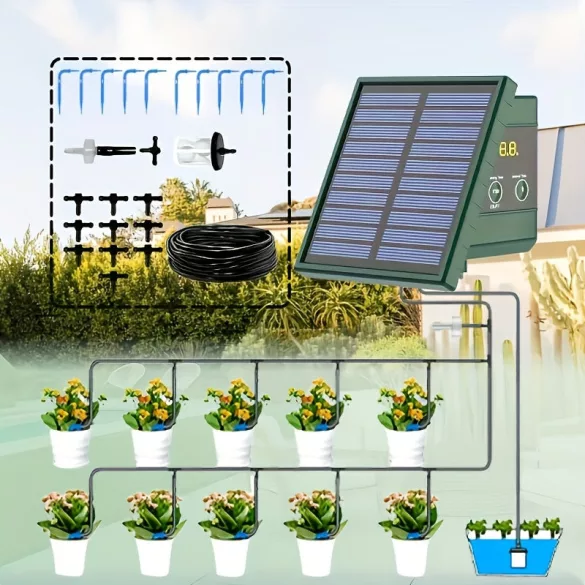 Sistem de irigare prin picurare solar de 1,1W și sistem automat de irigare pentru grădină