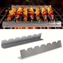   Set 2 bucăți Suport Multifuncțional pentru Frigărui din Oțel Inoxidabil, Anti-Deformare pentru Grătar BBQ